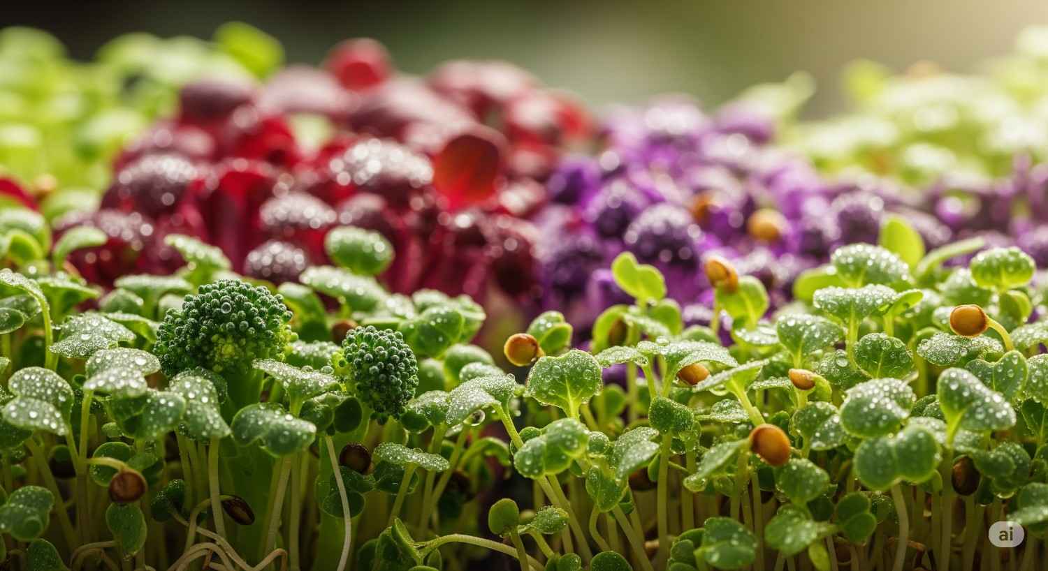 Fresh microgreens on a wooden table